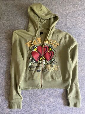 Ed Hardy Green Heart Hoodie